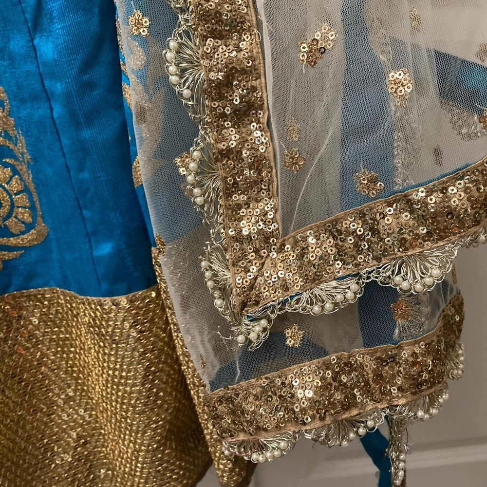 Authentic embroidered imported Indian silk wedding lehenga - Picture 4 of 16